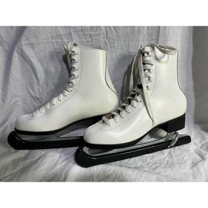 MADE IN CANADA Leather Figure Skates w/ Guard White
